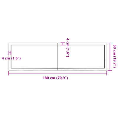 vidaXL Waschtischplatte Dunkelbraun 180x50x(2-6)cm Massivholz