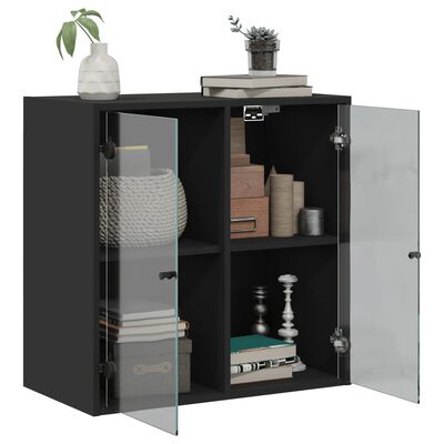 vidaXL Wandschrank mit Glastüren Schwarz 68x37x68,5 cm