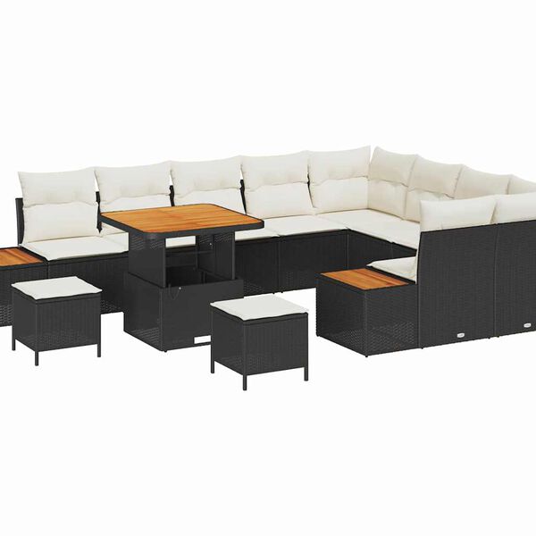 vidaXL Gartensofa-set 12 pcs Schwarz Poly-Rattan