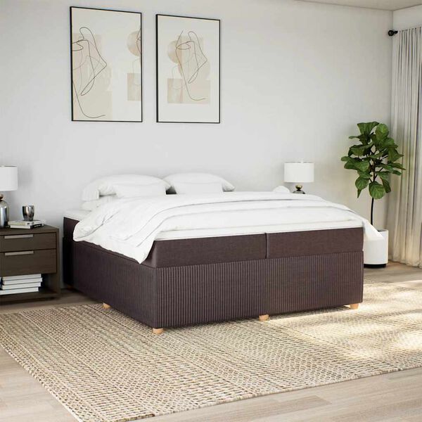 vidaXL Boxspringbett mit Matratze Dunkelbraun 200x200 cm Stoff