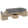 vidaXL 7-tlg. Garten-Sofagarnitur mit Kissen Beige Poly Rattan