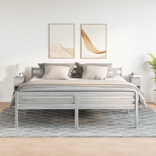 vidaXL Nachttische mit Schublade 2 Stk. Grau Sonoma 20x36x60 cm