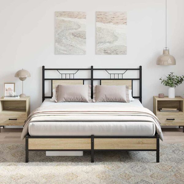 vidaXL Bettgestell ohne Matratze Sonoma-Eiche 140x190 cm Holzwerkstoff