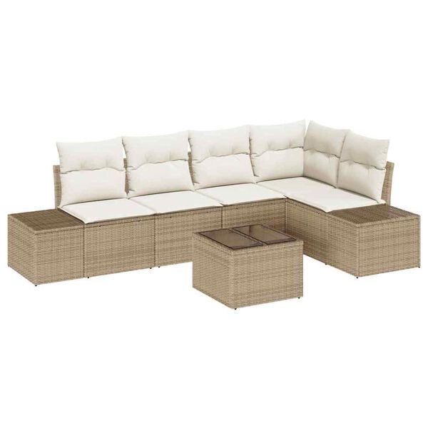 vidaXL Gartensofa-set 6 pcs Beige Poly-Rattan