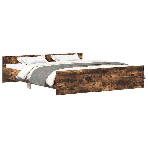 vidaXL Bettgestell mit Kopf- und Fu&szlig;teil R&auml;uchereiche 180x200 cm