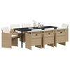 vidaXL Garten Essgruppe mit Kissen 9 pcs Beige Poly-Rattan