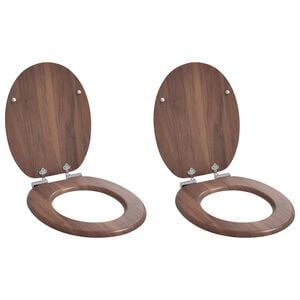 vidaXL Soft-Close Toilettensitz 2 Stk. Braun 44 x 38 cm MDF-Platte