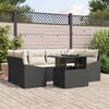 vidaXL Garten-Sofa-Set mit Kissen 7 pcs Schwarz und Creme Poly-Rattan
