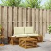 vidaXL Outdoor-Sofagarnitur mit Kissen 3 St&uuml;ck Natur und Creme
