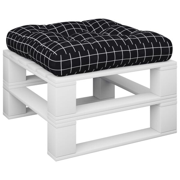 vidaXL Palettenkissen Schwarz Karomuster 50x50x12 cm Stoff