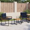 vidaXL Gartenm&ouml;bel Set mit Kissen 3 pcs Marineblau
