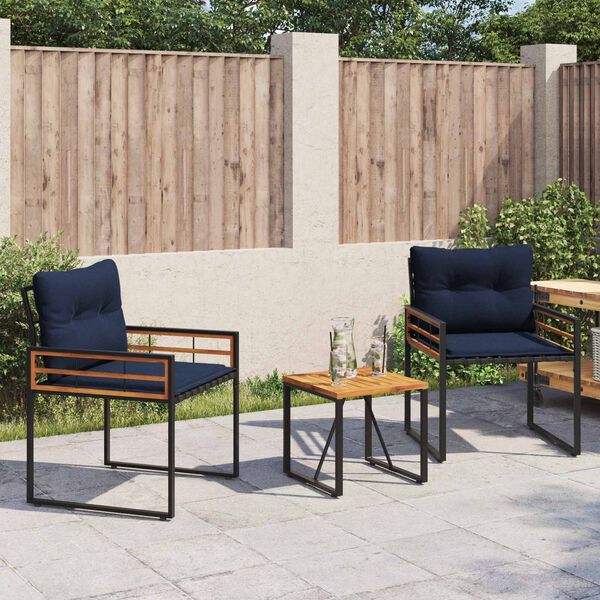 vidaXL Gartenm&ouml;bel Set mit Kissen 3 pcs Marineblau