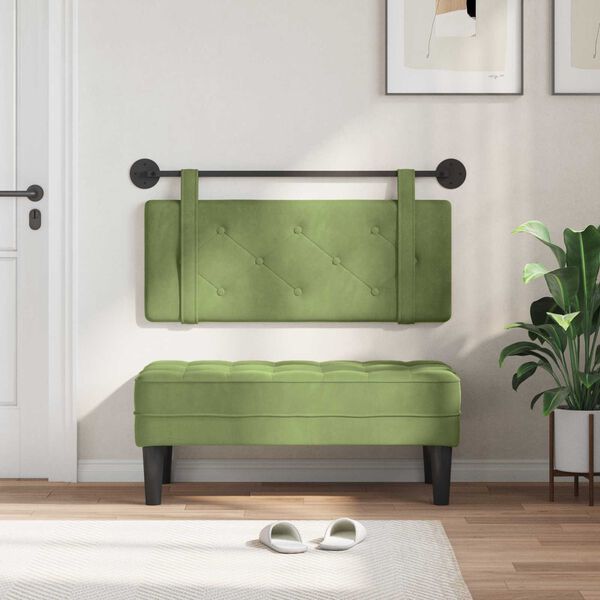vidaXL H&auml;ngevorderseite Wandmontiert Hellgr&uuml;n 110 x 55 x 5 cm Samt