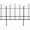 vidaXL Gartenzaun mit Speerspitze Stahl 359 x 175 cm Schwarz