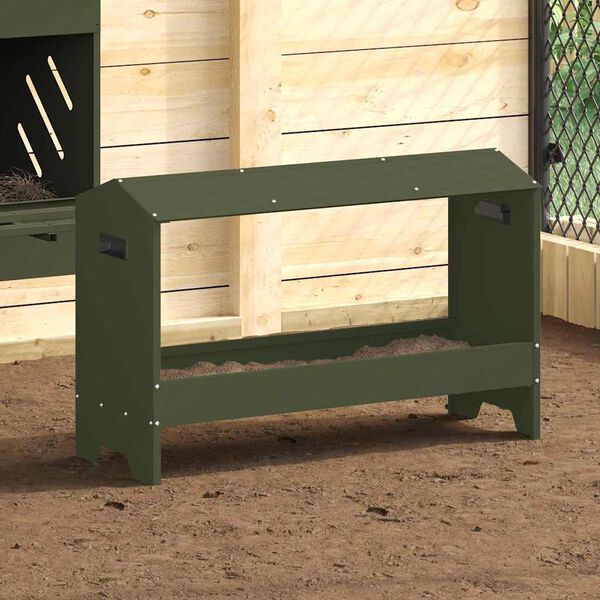 vidaXL H&uuml;hnerf&uuml;tterungsrinne Olive Gr&uuml;n 81 x 32 x 53,5 cm