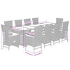 vidaXL 11-tlg. Garten-Essgruppe mit Kissen Grau Poly Rattan