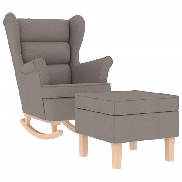vidaXL Schaukelstuhl mit Fu&szlig;hocker Taupe Stoff