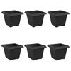 vidaXL Quadratischer Blumentopf 6 pcs Schwarz 20 x 20 x 16 cm