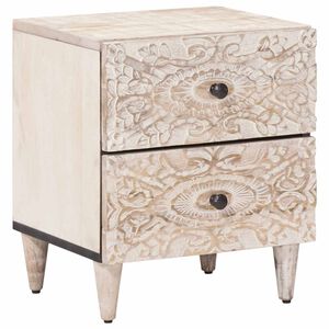 vidaXL Nachttisch Wei&szlig; 40 x 33,5 x 46 cm Massivholz Mango