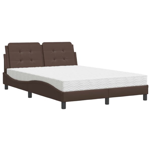 vidaXL Bett mit Matratze "Zadar" Braun 140x200 cm Kunstleder