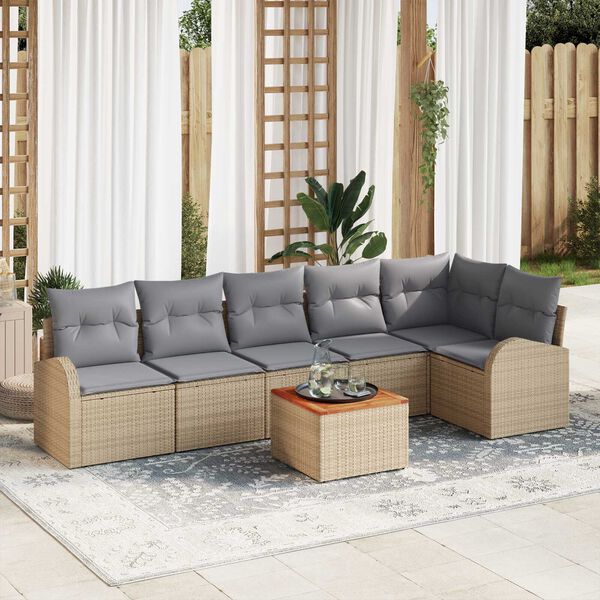 vidaXL Garten-Sofa-Set 7 pcs Beige und Hellgrau