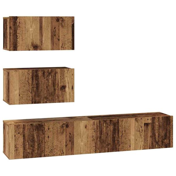 vidaXL TV-Schrankset Wandmontiert 4 pcs Altholz Holzwerkstoff