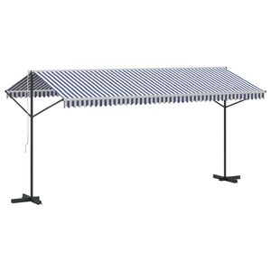 vidaXL Freistehende Markise Blau und Wei&szlig; 500x300 cm Stoff und Stahl
