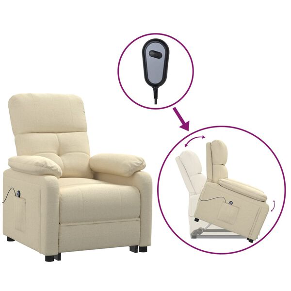 vidaXL Aufstehsessel Creme Stoff