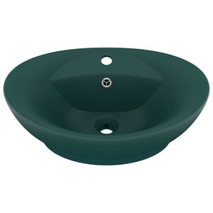 vidaXL Luxus-Waschbecken &Uuml;berlauf Matt Dunkelgr&uuml;n 58,5x39cm Keramik
