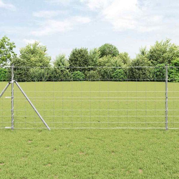 vidaXL Feldzaun Silber 50 x 1 m Verzinkter Stahl
