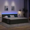 vidaXL Bett mit Stauraum und LED mit LED Dunkelgrau 200 x 200 cm Stoff