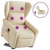 vidaXL Elektrischer Massagesessel mit Aufstehhilfe Creme Stoff