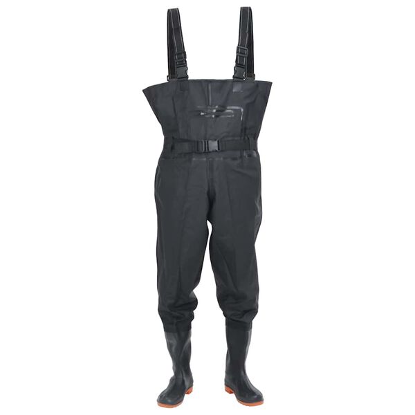 vidaXL Wathose mit Stiefeln und G&uuml;rtel Schwarz Gr&ouml;&szlig;e 39