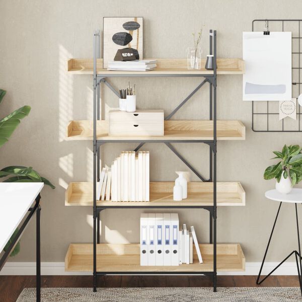vidaXL B&uuml;cherregal 4 B&ouml;den Sonoma-Eiche 100x33x145,5 cm Holzwerkstoff