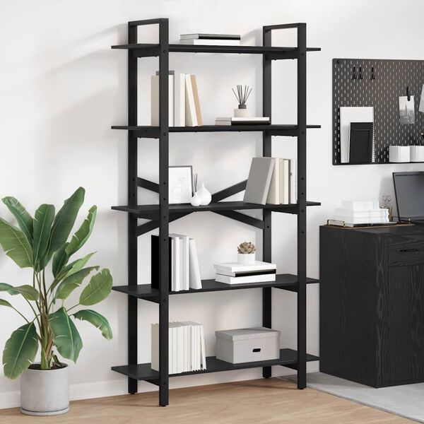 vidaXL B&uuml;cherregal Schwarz Eichen-Optik 100 x 33,5 x 178 cm