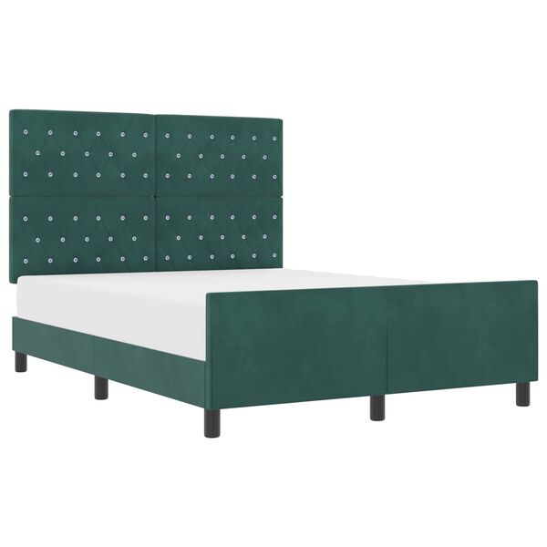 vidaXL Boxspringbett mit Kopfteil Dunkelgr&uuml;n 140 x 200 cm Samt