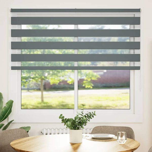 vidaXL Doppelrollo Dunkelgrau 165x150 cm Stoffbreite 160,9 cm Polyester