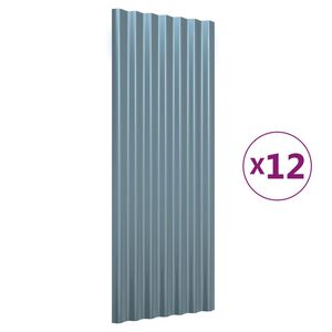vidaXL Dachpaneele 12 Stk. Verzinkter Stahl Grau 100x36 cm
