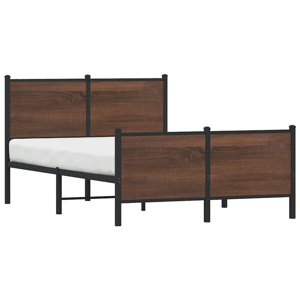 vidaXL Metallbett ohne Matratze Braun Eichen-Optik 120x200 cm