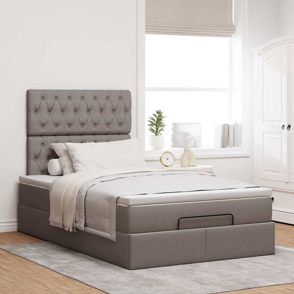 vidaXL Ottoman-Bett mit Matratze Taupe 120x200 cm Stoff