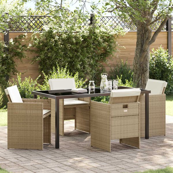 vidaXL Garten Essgruppe 5 pcs Beige Poly-Rattan