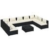 vidaXL 10-tlg. Garten-Lounge-Set mit Kissen Poly Rattan Schwarz