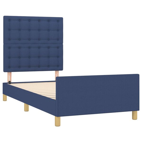 vidaXL Bettgestell mit Kopfteil Blau 90x190 cm Stoff