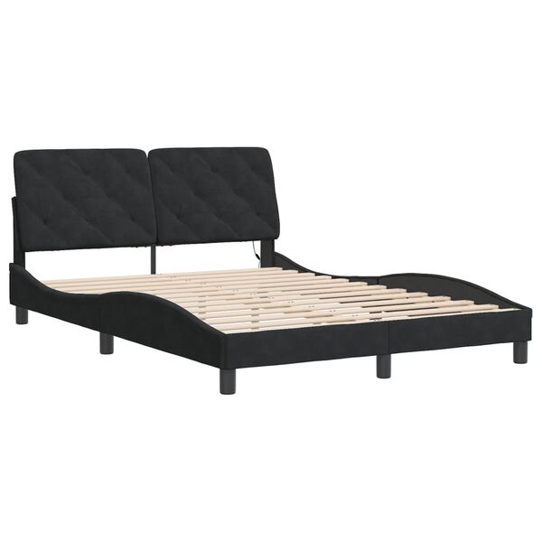 vidaXL Bettgestell mit LED ohne Matratze Schwarz 140x200 cm Samt
