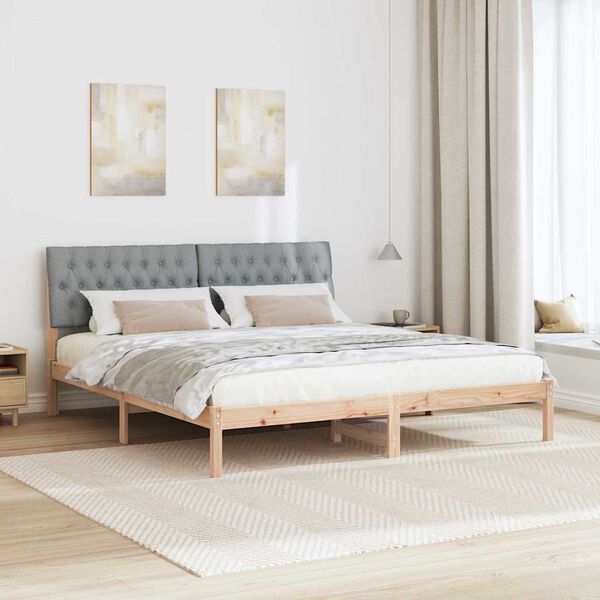 vidaXL Bettgestell mit gepolstertem Kopfteil Braun 180 x 200 cm