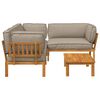 vidaXL Sofa Set mit Kissen Uni 4 pcs Taupe Massivholz Akazie