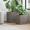 vidaXL Pflanzer Korb mit Speicher 2 pcs Grau Lacak Rattan