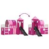 vidaXL Etagenbett mit Rutsche und Gardinen Rosa 90x190 cm