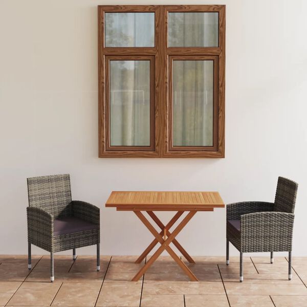 vidaXL 3-tlg. Garten-Essgruppe Poly Rattan & Massivholz Akazie