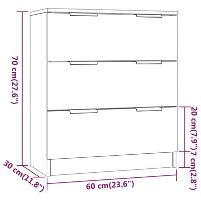 vidaXL 3-tlg. Sideboard-Set Betongrau Holzwerkstoff